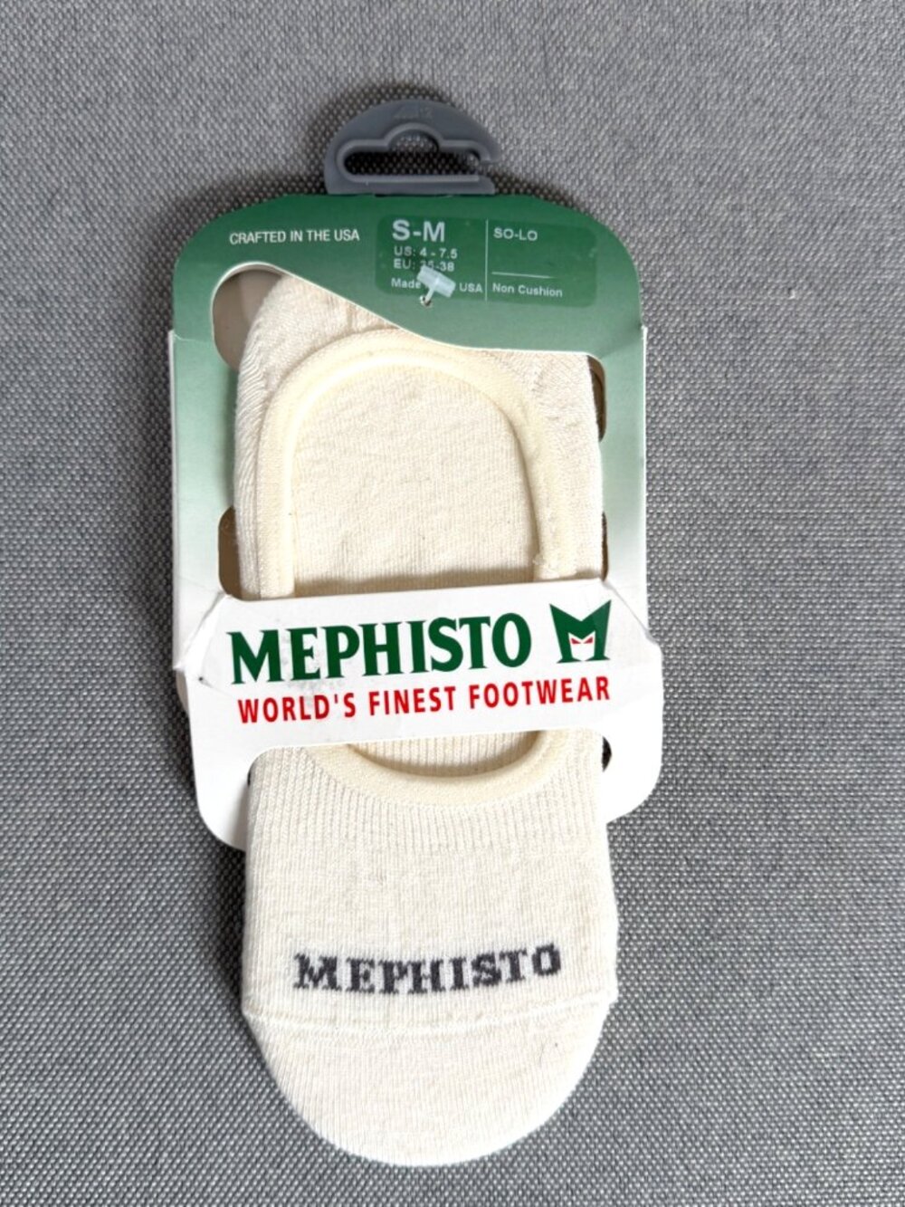 MEPHISTO Merino Blend No-Show Socks S/M Natural SO-LO 4-7.5 women's